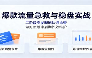 爆款流量急救与稳盘实战：二阶段突发断流快速排查，做好账号中后期长效维护