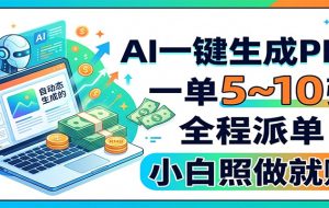 AI一键生成PPT，一单5~10张，全程派单，小白照做就赚