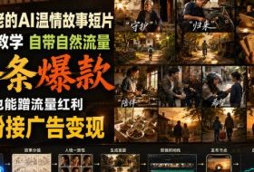 某大佬的AI温情故事短片赛道教学,自带自然流量,条条爆款,新手也能蹭流量红利,涨粉接广告变现