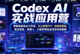 Codex AI实战应用营|零基础落地AI工作流,办公表格PPT、短视频漫剧、商业视觉、机器人、小程序网站全项目实战教程