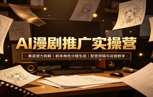 AI漫剧推广实操营：赛道潜力拆解，剧本角色分镜生成，配音剪辑与运镜教学