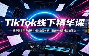 TikTok线下精华课：爆款脚本架构拆解，成熟选品体系，配套PPT素材完整落地