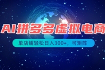 (19866期)最长久稳定的项目――拼多多虚拟电商,矩阵可日入1000+,最适合普通人的项目