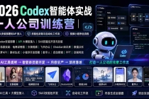 （19876期）2026Codex智能体实战｜一人公司训练营｜从安装部署到API接入｜技能包封装与自动化工作流｜视频小程序全流程