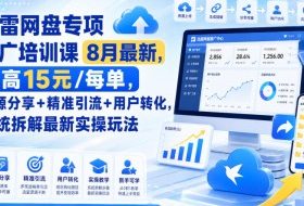 迅雷网盘专项推广培训课8月最新,最高15米/每单,资源分享+精准引流+用户转化,系统拆解最新实操玩法(持续更新)
