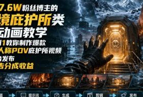 抖音7.6W粉丝博主的梦境庇护所类AI动画教学，从0到1教你制作爆款第一人称POV庇护所视频，全平台发布撸广告分成收益