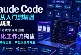Claude Code小白从入门到精通系视频课,覆盖办公效率等场景的自动化工作流构建|内容自动化运营|产品设计与开发