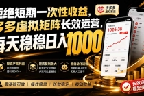 (19915期)拒绝短期一次性收益,多多虚拟矩阵长效运营,每天稳稳日入 1000
