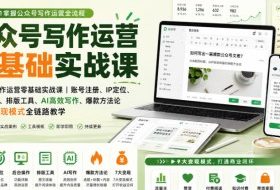 公众号写作运营零基础实战课|账号注册、IP定位、AI高效写作、爆款方法论到7大变现模式全链路教学