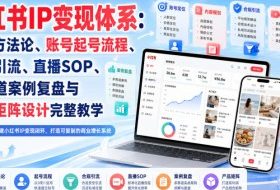 小红书IP变现体系：定位方法论、账号起号流程、合规引流、直播SOP、多赛道案例复盘与产品矩阵设计完整教学