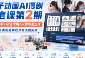 饺子动画AI漫剧全套课第2期：原创剧本+小说改编+人物场景生成，从AI分镜到剪辑成片全流程实操