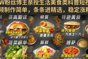抖音10W粉丝博主亲授生活美食类科普短视频教学，视频制作简单，条条进精选，稳定涨粉变现