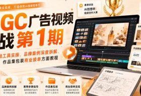 AIGC广告视频实战第1期,主流AI视频工具实操、品牌案例深度拆解、赛事参赛、作品集包装商业接单方面教程