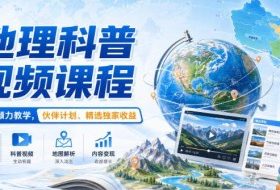 地理科普视频课程,某大佬倾力教学,伙伴计划、精选独家收益