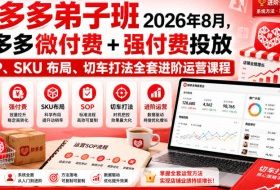 Ay干多多‑拼多多弟子班2026年8月，拼多多微付费+强付费投放SOP、SKU布局、切车打法全套进阶运营课程