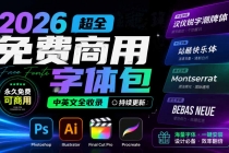 （19982期）2026超全免费商用字体包字体中英文，涵盖ps/ai/fcpx/procreate 字库
