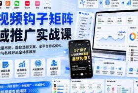 短视频钩子矩阵全域推广实战课|五大赛道流量布局、爆款选题文案、全平台排名优化、AI批量创作与私域导流全体系教程