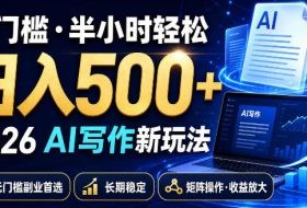 0门槛半小时轻松日入500+,2026AI写作新玩法,无门槛副业首选,长期稳定,矩阵操作收益放大【揭秘】