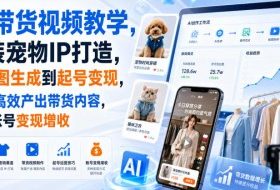 AI带货视频教学,服装宠物IP打造,从出图生成到起号变现,用AI高效产出带货内容,实现账号变现增收