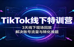 TikTok线下特训营：3天线下现场回放，解决账号流量与转化难题