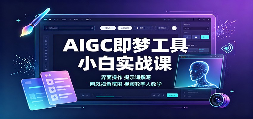 AIGC即梦工具小白实战课:界面操作,提示词撰写,画风视角氛围视频数字人教学 AIGC即梦工具小白实战课:界面操作,提示词撰写,画风视角氛围视频数字人教学