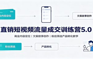 直销短视频流量成交训练营5.0：商业内容定位，文案故事创作，粉丝筛选产品转化教学