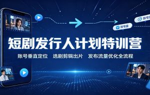 短剧发行人计划特训营：账号垂直定位，选剧剪辑出片，发布流量优化全流程