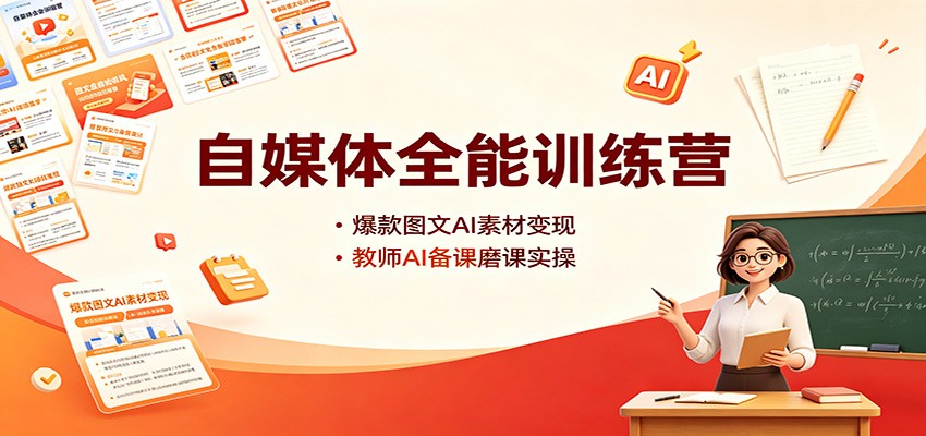 自媒体全能训练营:爆款图文AI素材变现,教师AI备课磨课实操 自媒体全能训练营:爆款图文AI素材变现,教师AI备课磨课实操