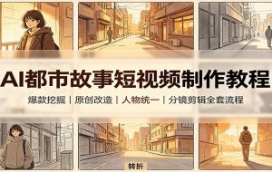 AI都市故事短视频制作教程：爆款挖掘原创改造，人物统一分镜剪辑全套流程
