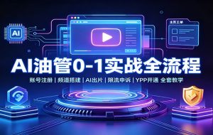 AI油管0-1实战:账号注册频道搭建,AI出片,限流申诉,YPP开通全套教学