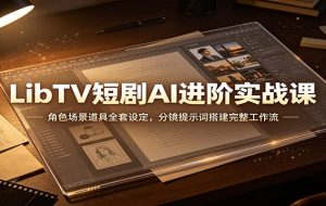 LibTV短剧AI进阶实战课：角色场景道具全套设定，分镜提示词搭建完整工作流