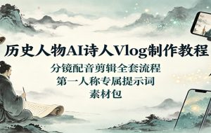 历史人物AI诗人Vlog制作教程：分镜配音剪辑全套流程，第一人称专属提示词素材包