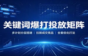 关键词爆打投放矩阵：多计划分层搭建，拉新成交竞品全套优化打法