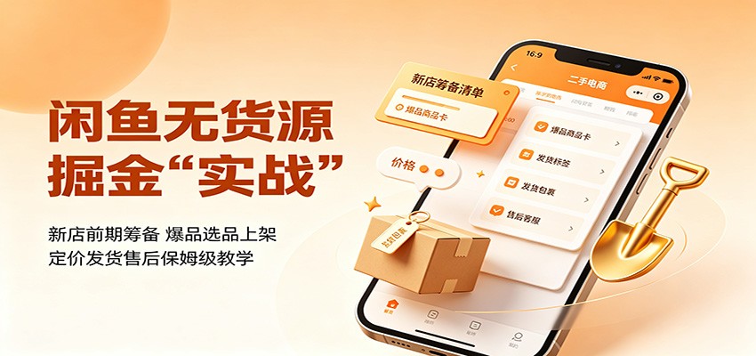 闲鱼无货源掘金实战:新店前期筹备,爆品选品上架,定价发货售后保姆级教学 闲鱼无货源掘金实战:新店前期筹备,爆品选品上架,定价发货售后保姆级教学