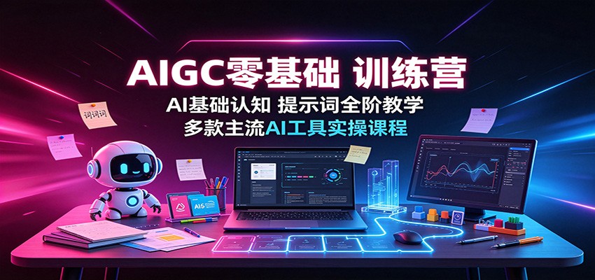 AIGC零基础训练营：AI基础认知，提示词全阶教学，多款主流AI工具实操课程