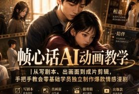 帧心话AI动画教学｜从写剧本、出画面到成片剪辑，手把手教会零基础学员独立制作爆款情感漫剧