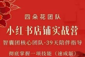 四朵花-小红书店铺专项实战营,专项类目开店跑通全流程,彻底掌握一项技能(速成版)