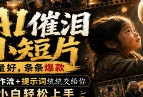 AI催泪小短片，流量好，条条爆款，工作流+提示词统统交给你，小白轻松上手