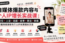（20046期）自媒体爆款内容与个人IP增长实战课：定位+人设+选题+故事+算法+数据，掌握持续涨粉与个人IP长期增长方法