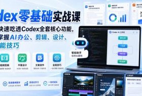 Codex零基础实战课,新手可快速吃透Codex全套核心功能,一站式掌握AI办公、剪辑、设计、文案全能技巧