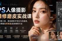 （20061期）PS人像摄影精修磨皮实战课：从修图工具、高低频到中性灰与双曲线，系统掌握自然高级皮肤精修方法