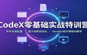 CodeX零基础实战特训营:软件安装配置,图文视频自动化,Obsidian知识库联动教学