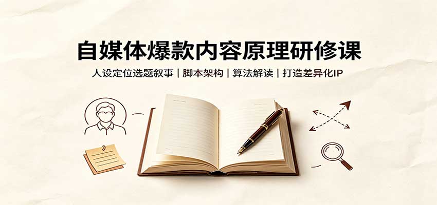 自媒体爆款内容原理研修课:人设定位选题叙事,脚本架构,算法解读打造差异化IP 自媒体爆款内容原理研修课:人设定位选题叙事,脚本架构,算法解读打造差异化IP