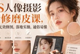 PS人像摄影精修磨皮课，拒绝无效修图，落地实操，通俗易懂