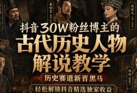 抖音30W粉丝博主的古代历史人物解说教学，历史赛道新晋黑马，轻松解锁抖音精选独家收益