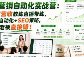 AI营销自动化实战营：百W营收教练直播带练，现成自动化+SEO策略，机构老板直接賺！【原创双语字幕】