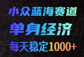 小众蓝海赛道，单身经济，每天稳定1000+，新手友好、门槛极低【揭秘】