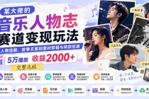 (20121期)某大佬的音乐人物志赛道变现玩法:从人物选题、故事文案到素材剪辑与特效包装,5万播放收益2000+完整流程