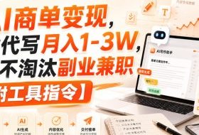 AI商单变现,靠代写月入1-3W,永不淘汰副业兼职【附工具指令】【揭秘】