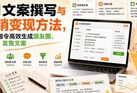 AI文案撰写与营销变现方法，用AI指令高效生成朋友圈、社群、发售文案